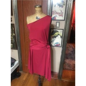 Halston One Shoulder Dress with Attached Belt NWT